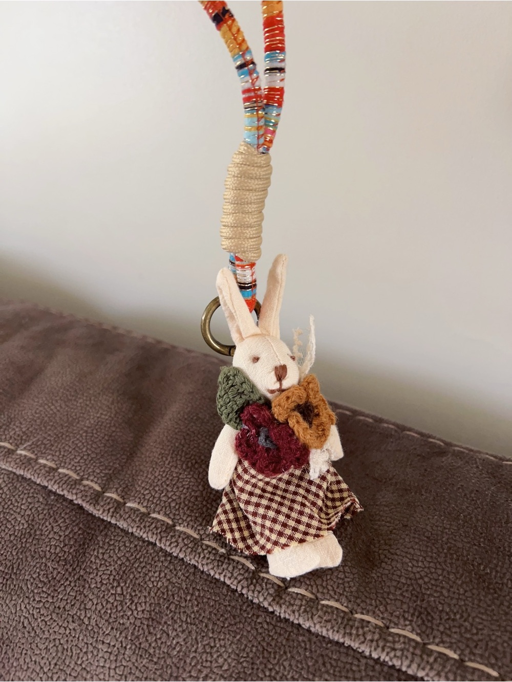 NEW! Handmade Cottagecore Bunny Bag Charm | Floral Rabbit Keychain Wristlet - Picture 8 of 9
